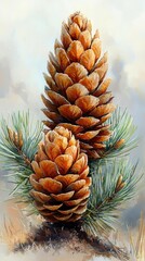 Fototapeta premium Majestic Pine Cones and Needles: A Nature Painting