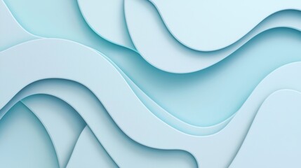 Obraz premium Smooth, undulating shapes in light blue create a dynamic and visually appealing abstract background, forming an interesting play of light and shadow