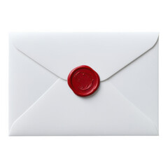 Elegant white envelope sealed with a red wax stamp, perfect for invitations or correspondence.