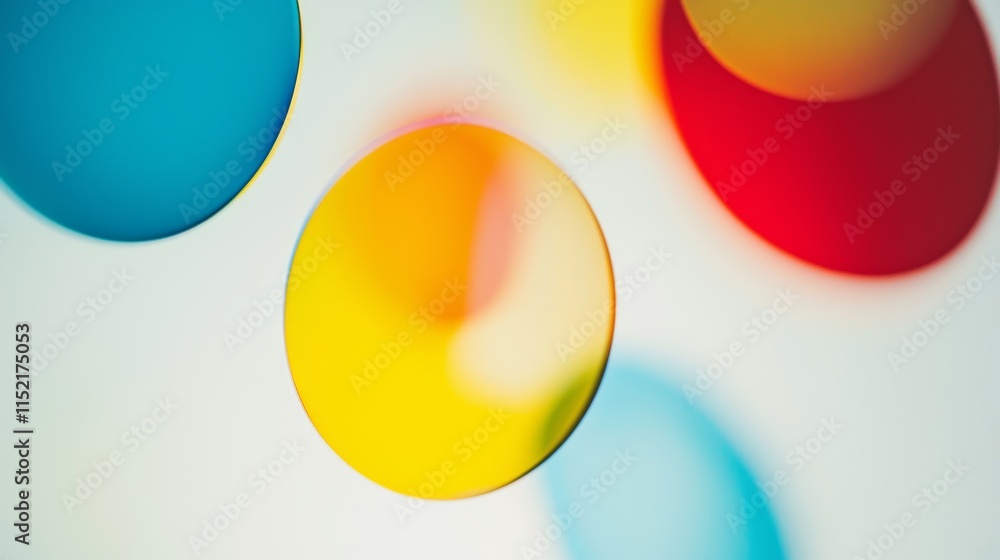 Poster colorful circles are overlapping and blurring together, creating an abstract background design with 