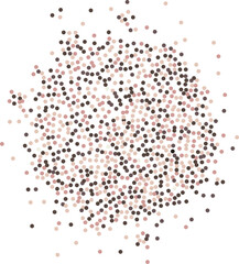 Abstract circle created from brown stipple dots. Brown dotted particles background. Ideal for festive and artistic designs, the sparkling dots form a visually stunning and eye-catching composition.