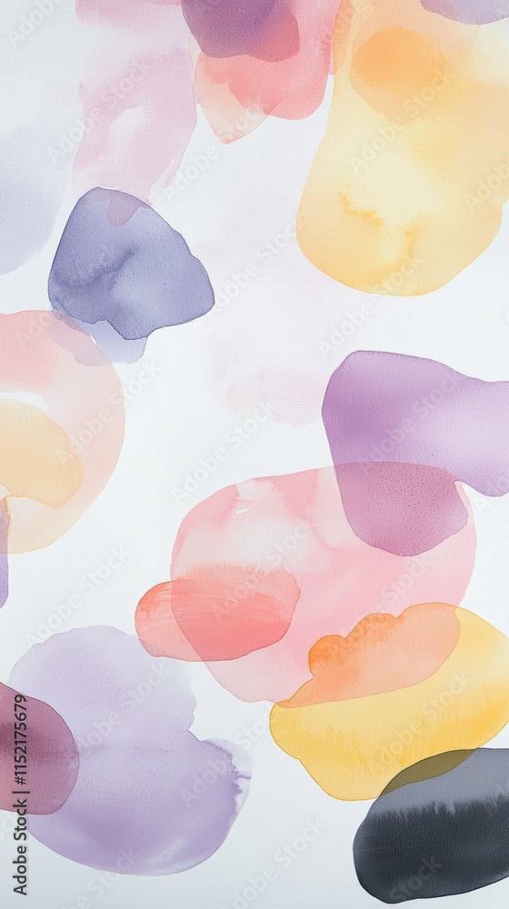 Poster soft pastel-colored watercolor shapes create a modern and artistic backdrop, perfect for adding a to