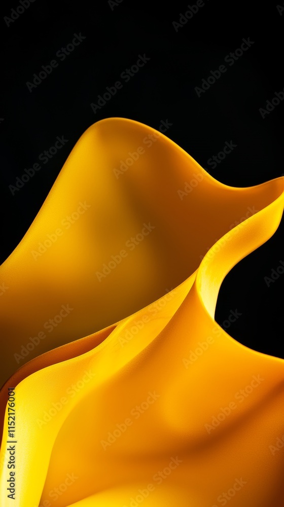 Poster smooth, undulating yellow waves create a dynamic and captivating abstract composition against a star