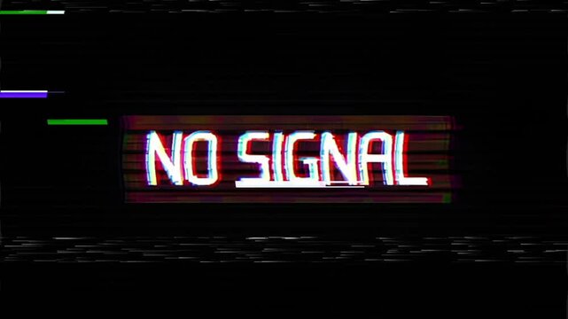 No signal overlay glitch texture footage, Digital message on television or computer screen .