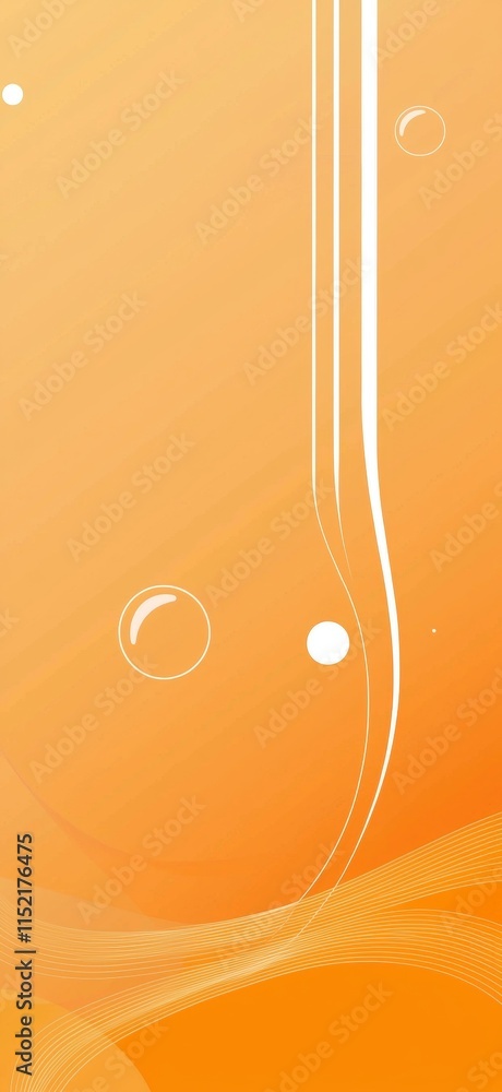 Poster smooth, flowing white lines and circles create a dynamic and elegant design against a vibrant orange