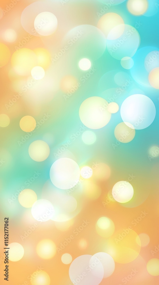 Poster soft pastel colors blend seamlessly in an abstract background, with blurred bokeh lights adding a to