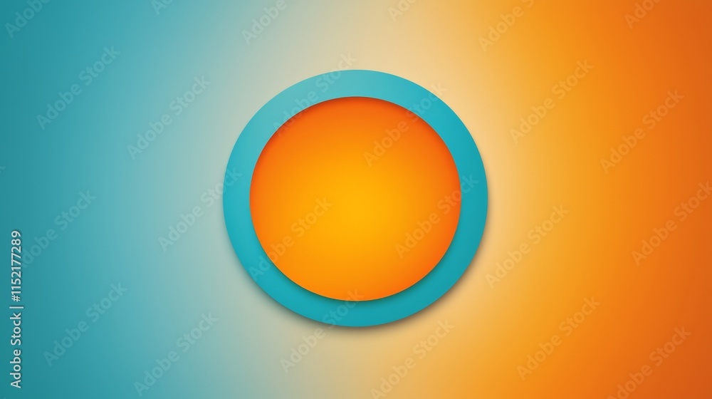 Poster modern abstract background design featuring orange and teal concentric circles on a gradient backgro