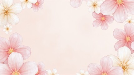 Floral Pattern Background with Delicate Pastel Flowers in Soft Pinks and Whites, Warm and Loving Atmosphere  