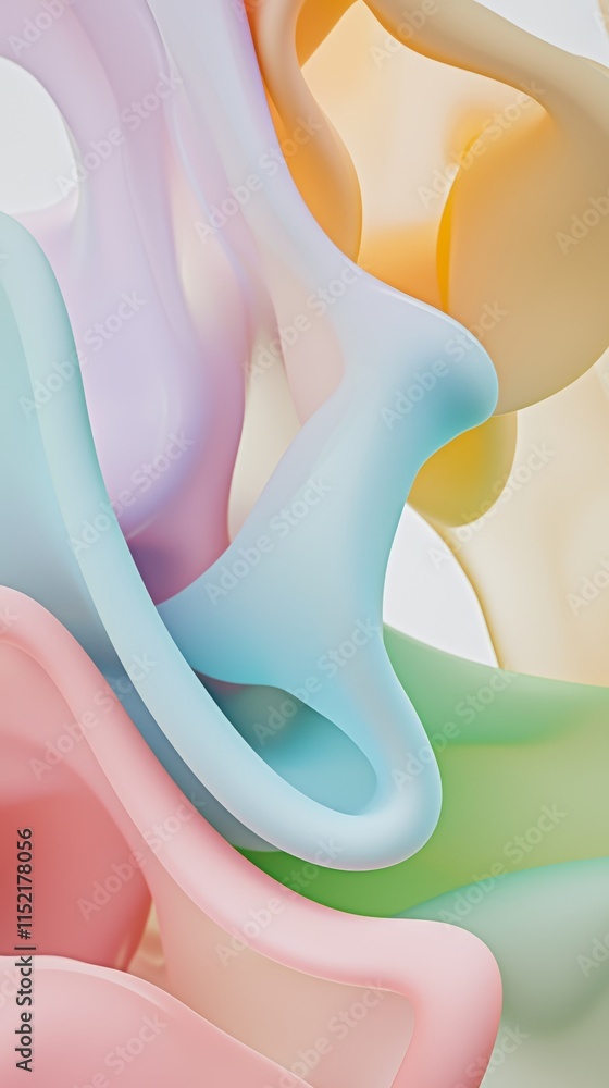 Aufkleber smooth pastel-colored fluid shapes intertwine and overlap, creating an abstract, artistic, and visua