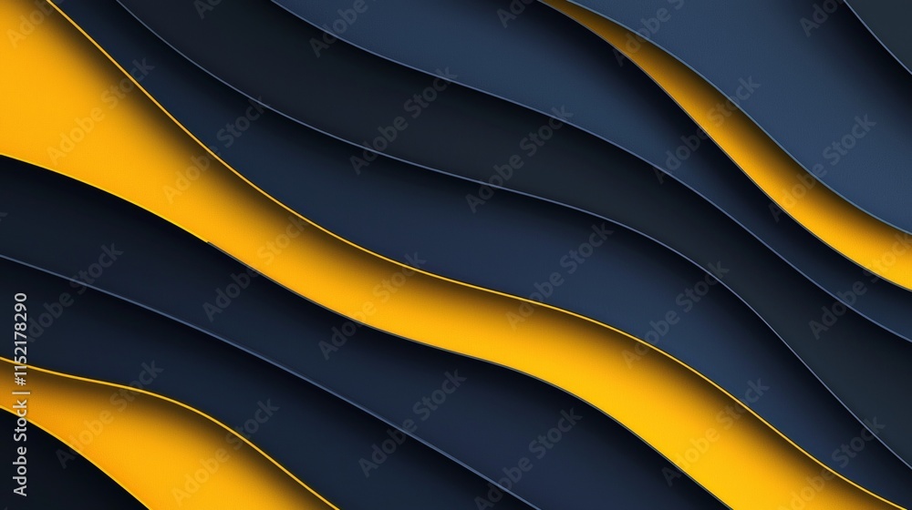 Poster modern abstract background design with overlapping wavy shapes in vibrant yellow and dark blue, crea