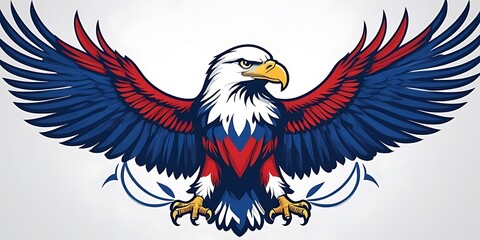 Fototapeta premium A stylized American eagle design in red white