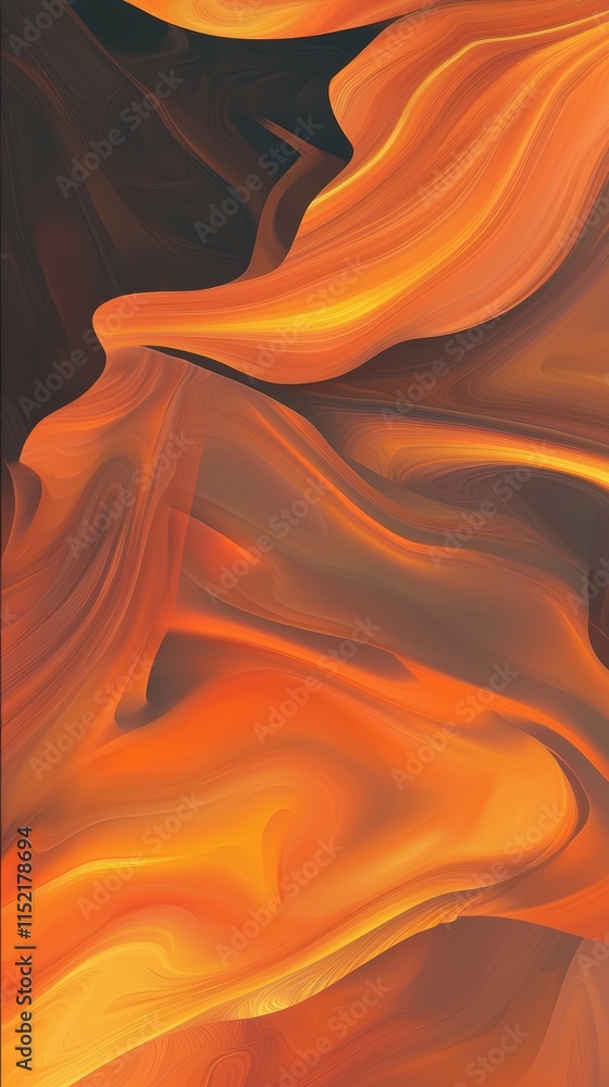 Aufkleber smooth, flowing lines in rich shades of orange and brown create a captivating abstract pattern, evok
