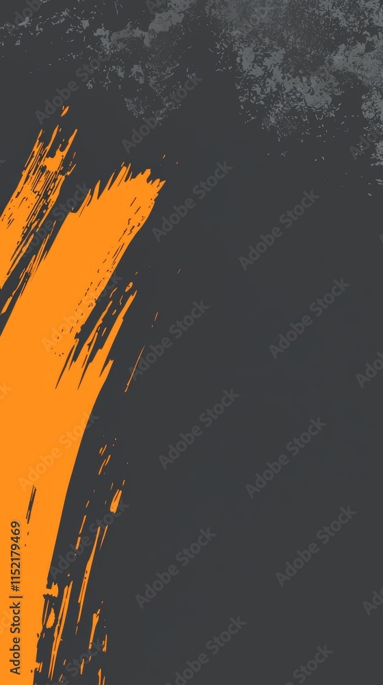 Aufkleber orange paintbrush strokes dynamically contrast with a dark gray textured background, creating an abs
