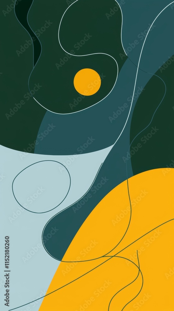 Aufkleber modern abstract background showcasing dynamic shapes, flowing lines, and a harmonious color palette,