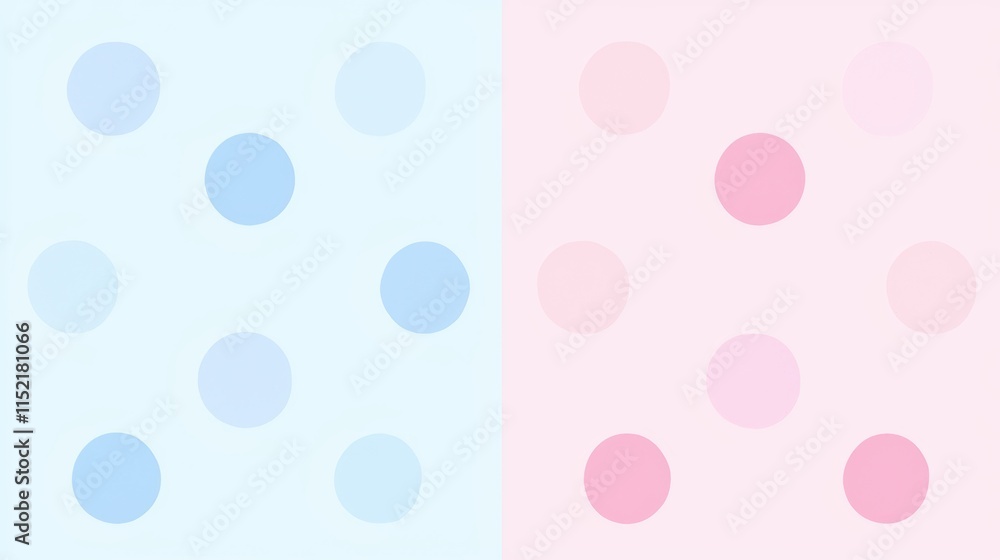 Aufkleber pastel blue and pink polka dots arranged on a split screen background create a soft and whimsical ae
