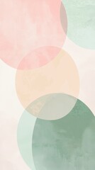 Soft pastel-colored circles overlap, creating a soothing and artistic abstract composition, ideal for backgrounds and design projects seeking a tranquil and elegant aesthetic