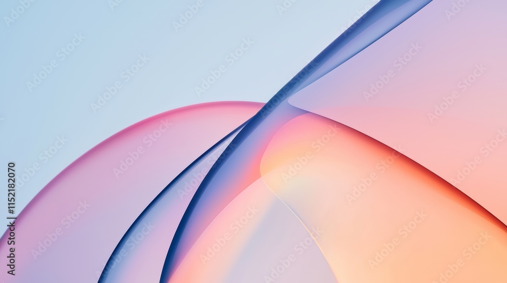 Aufkleber smooth pastel-colored shapes intertwine and blend, forming a gradient background with a soft and dre