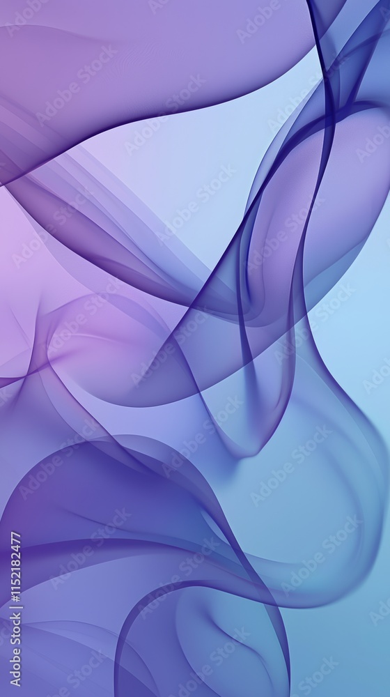 Poster smooth, translucent lines intertwine, forming an elegant abstract composition with a gradient of pur