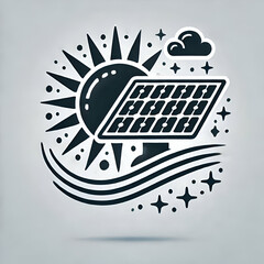 Fototapeta premium Solar energy icon with sun and panel vector concept as A sleek and minimal vector design of a sun and solar panel icon representing renewable energy sources for a sustainable future. in Photo Stock 