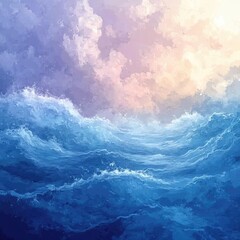 Abstract Ocean Waves Under a Pastel Sky