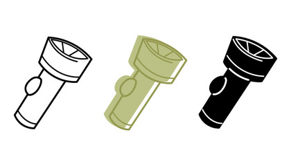 A small set of flashlights in different colors. Clip art for your projects.