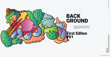 Colorful Abstract Background Patterns for Web Design, Landing Pages, Social Media Stories, and Print Materials Cute cartoon monster character. Flat design. Illustratio