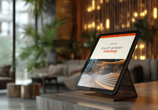 Modern Interactive Reception Touch Screen Mockup Generated with AI