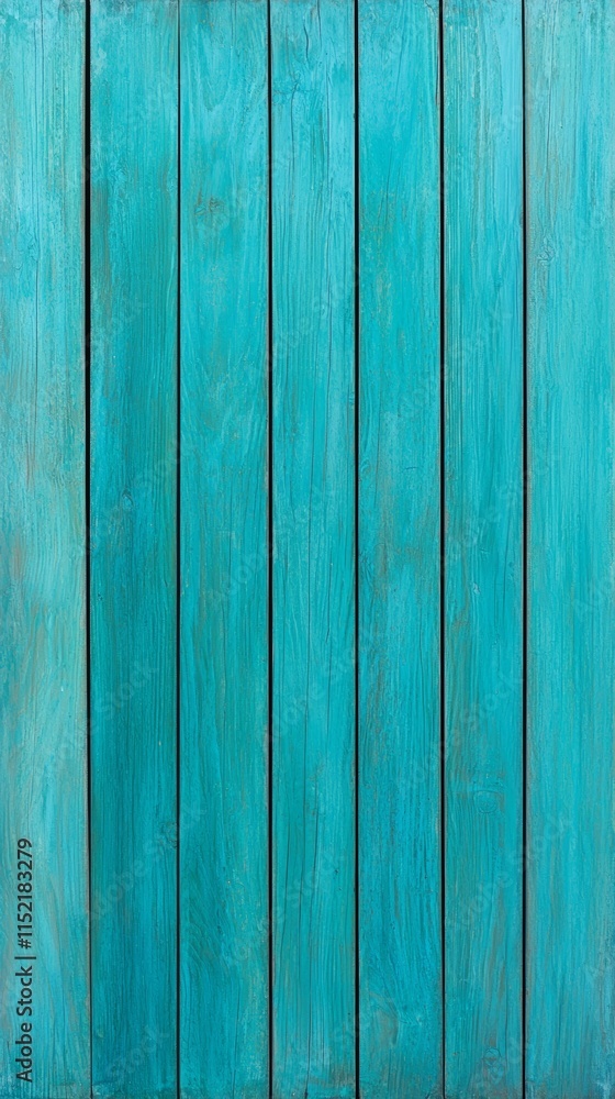 Aufkleber vertical wooden planks painted in a vibrant turquoise create a rustic and textured background, perfe