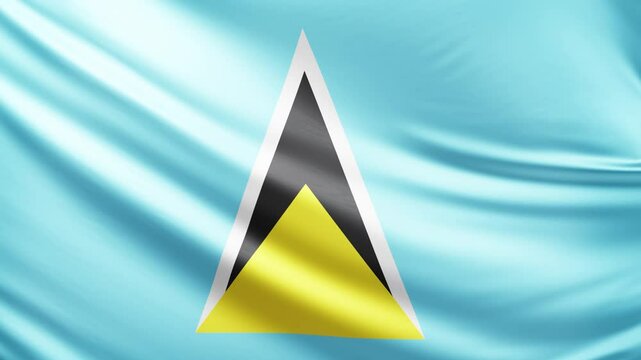 Saint Lucia flag video, close-up shot of symbol of saint lucia nation, america, animated flag background video, 3D video of a flag, national symbol of the people, patriotism, full screen