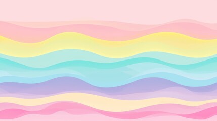 Soft, undulating lines in a spectrum of pastel rainbow hues create a mesmerizing abstract background, perfect for adding a touch of gentle color and movement to any design