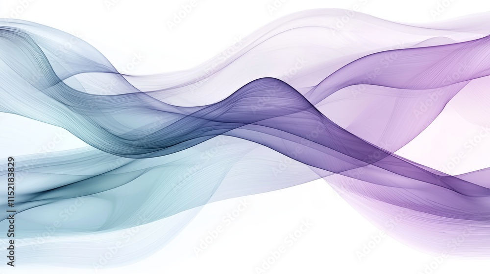 Poster smooth elegant blue and purple waves creating a dynamic and flowing abstract design on a clean white