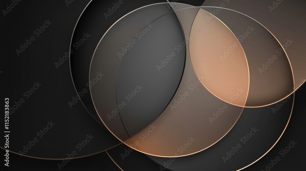 Poster overlapping black and gold circles are creating an elegant and sophisticated background, perfect for