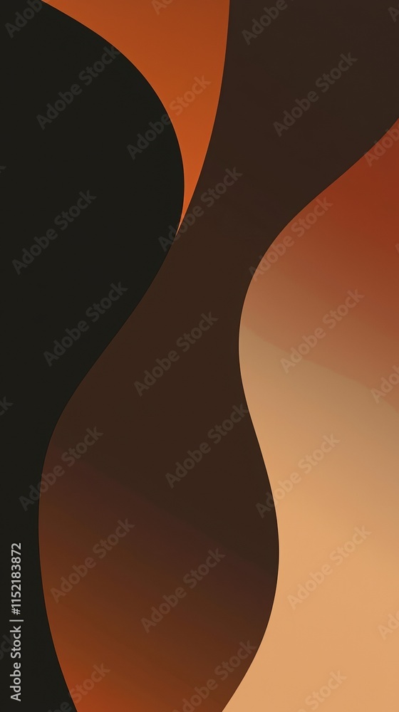 Poster smooth, flowing shapes in shades of brown and orange create a dynamic and visually appealing abstrac