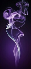 Naklejka premium Purple and white smoke swirling against a dark background, forming captivating abstract shapes and patterns, perfect for backgrounds and enhancing creative projects