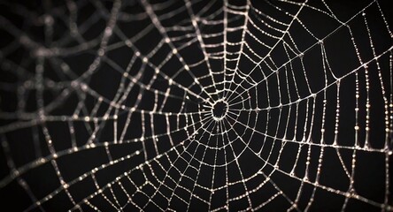 Fototapeta premium close up spider's web on retro vintage black color background for halloween night party design concept concept
