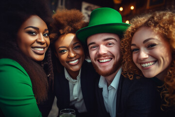 Fototapeta premium Irish people celebrating national holiday Saint Patrick Day, Generative AI conceptual illustration photo
