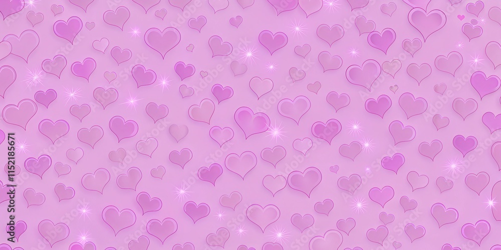 Poster colorful heart patterns fill the background creating a playful and romantic atmosphere suitable for 