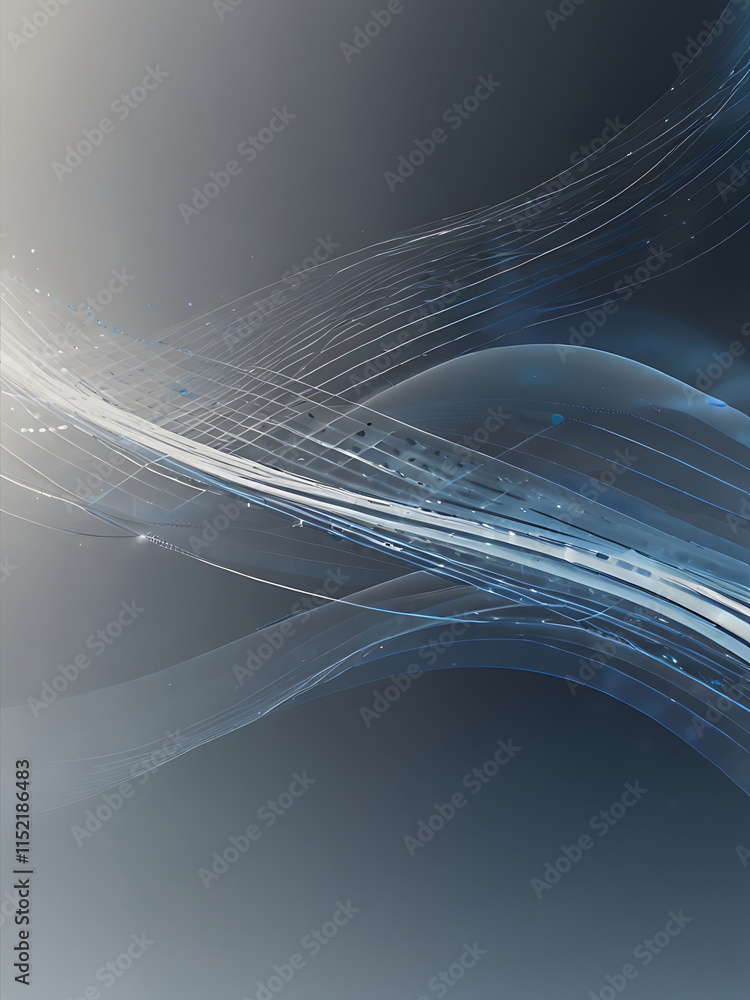 Poster grey white abstract background with flowing particles. digital future technology concept. vector ill