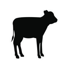 Silhouette Cow Calf Vector Art Illustration