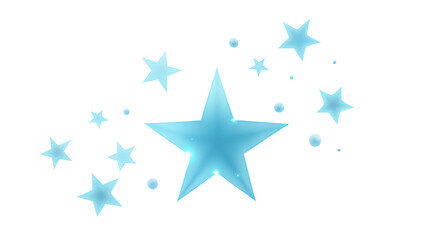 Obraz premium Colorful blue star shapes twinkle against a white background, creating a whimsical and inviting atmosphere for design projects and celebrations