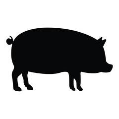 Silhouette pig vector art illustration