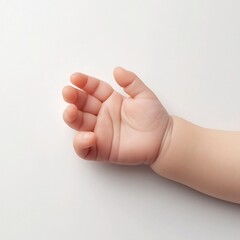 Delicate Baby Girl s Hand with Subtle Wrinkles and Proportions on White Background