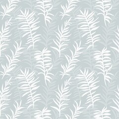 Seamless botanical pattern in pastel colors with hand drawn wildflowers silhouette