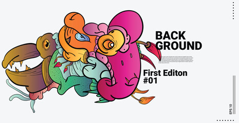 Colorful Abstract Background Patterns for Web Design, Landing Pages, Social Media Stories, and Print Materials Cute cartoon monster character. Flat design. Illustration.