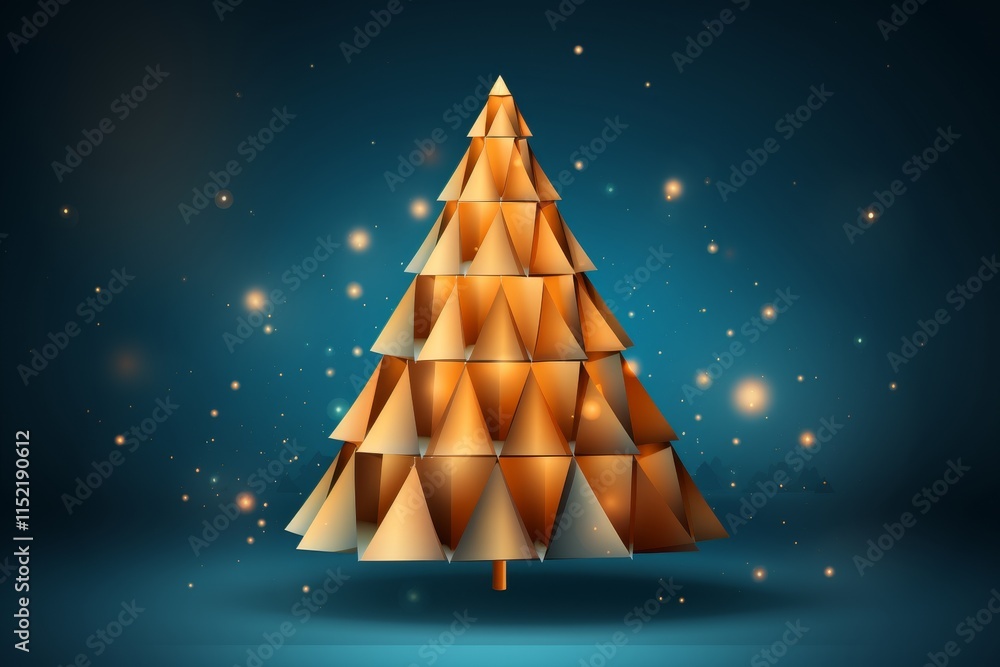 Aufkleber stylish minimalist christmas tree design with horizontal lines and colorful accents for text space