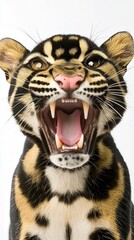 Clouded Leopard Kitten Showing Teeth And Claws