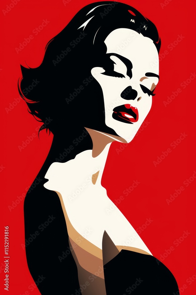 Poster minimalist portrait design using two primary colors with space reserved for magazine placement.