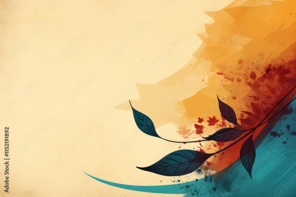 Poster minimalist abstract nature a leaf or flower in two harmonious colors with text space
