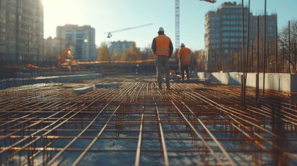 Naklejka premium Construction Site with Natural Lighting in Urban Setting