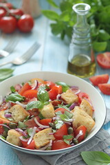 Panzanella salad, traditional dish of Italian cuisine